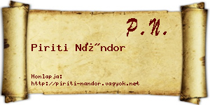 Piriti Nándor névjegykártya